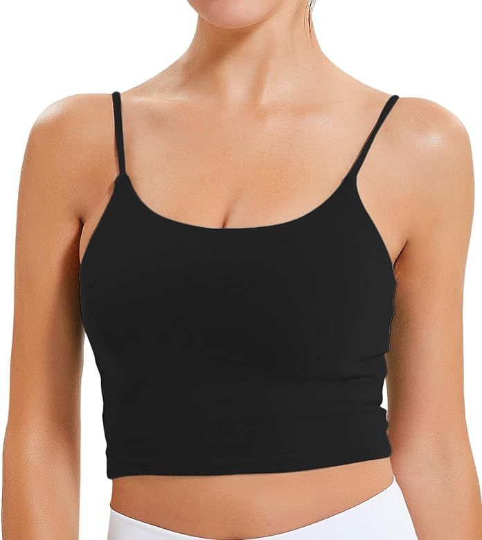 Women's Longline Sports Bra Yoga Camisole Crop Top with Built in Bra | Amazon (US)