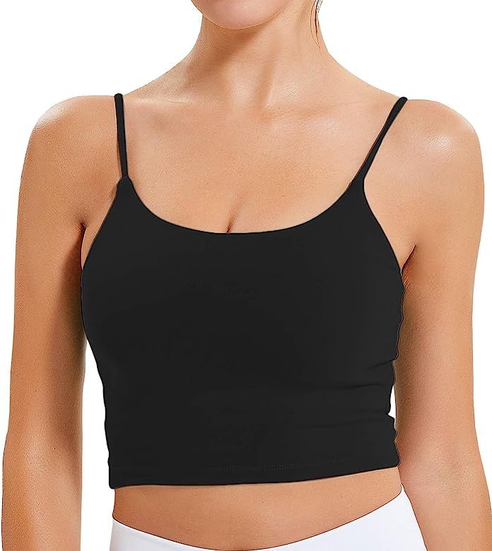 Lavento Women's Longline Sports Bra Yoga Camisole Crop Top with Built in Bra | Amazon (US)