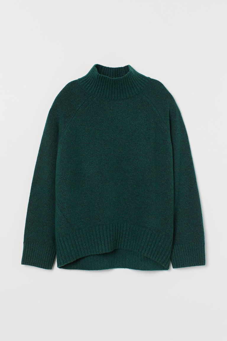 H & M - Knit Mock-turtleneck Sweater - Green | H&M (US + CA)