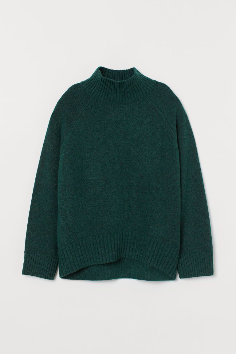 H & M - Knit Mock-turtleneck Sweater - Green | H&M (US + CA)