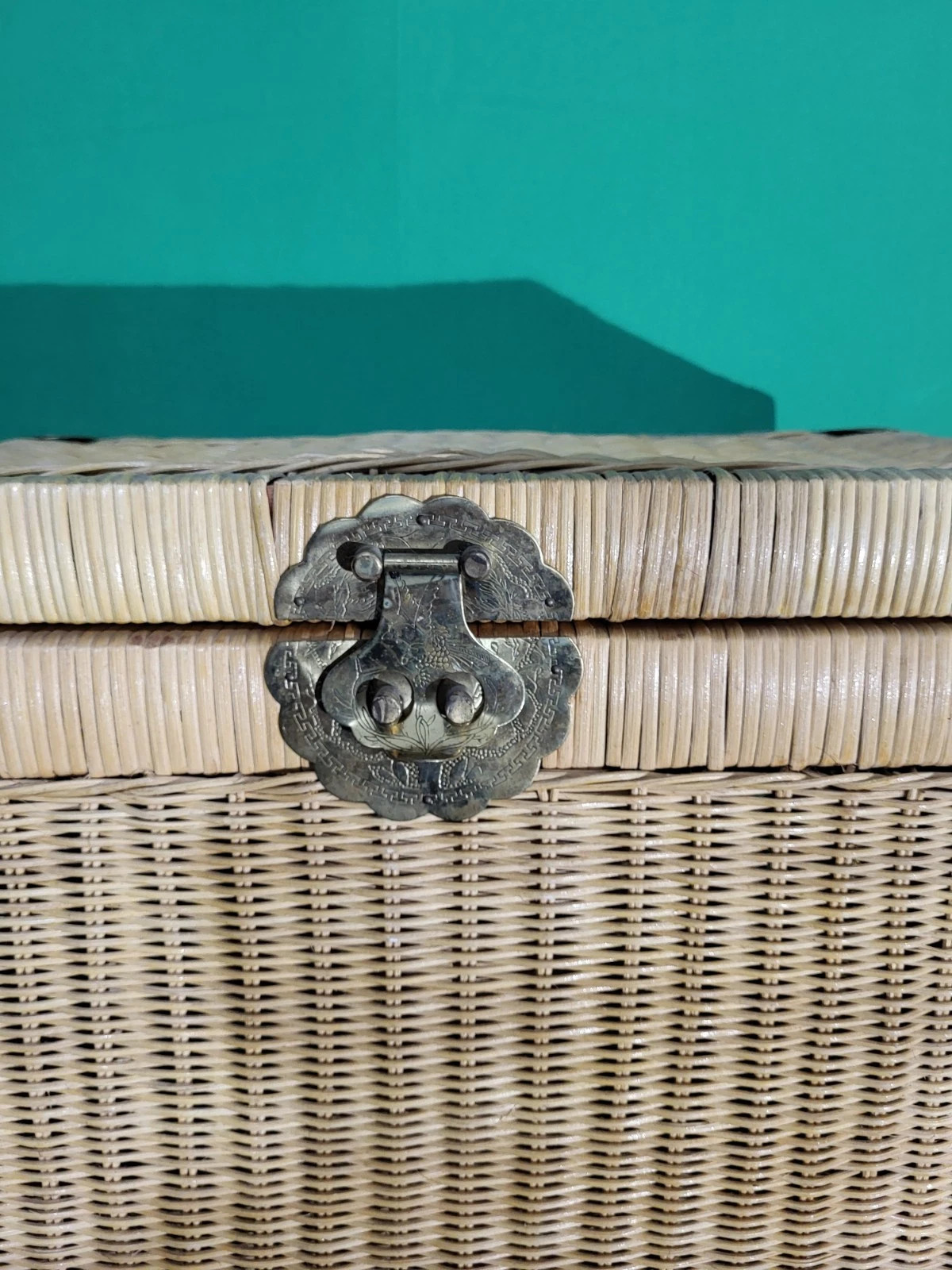Vintage Wicker & Brass Rattan Chinoiserie Style Trunk Chest Late 20th Century. | eBay | eBay US