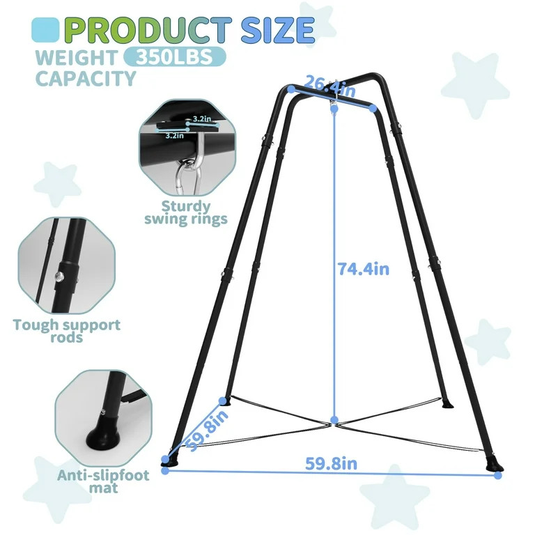 Sensory Swing with Stand, 350lbs, Indoor/Outdoor Kids Pod Swing, Blue | Walmart (US)