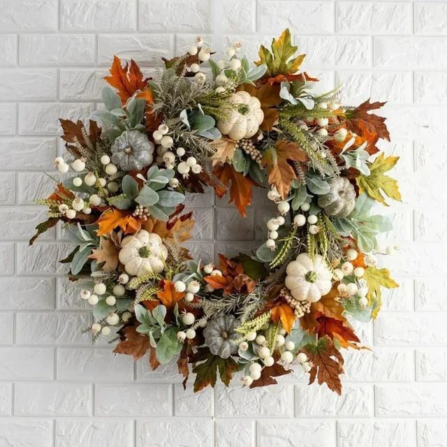 Orchip Thanksgiving Wreath Frame Front Door Outside Fall Eucalyptus Farmhouse Rustic Autumn Wreat... | Walmart (US)