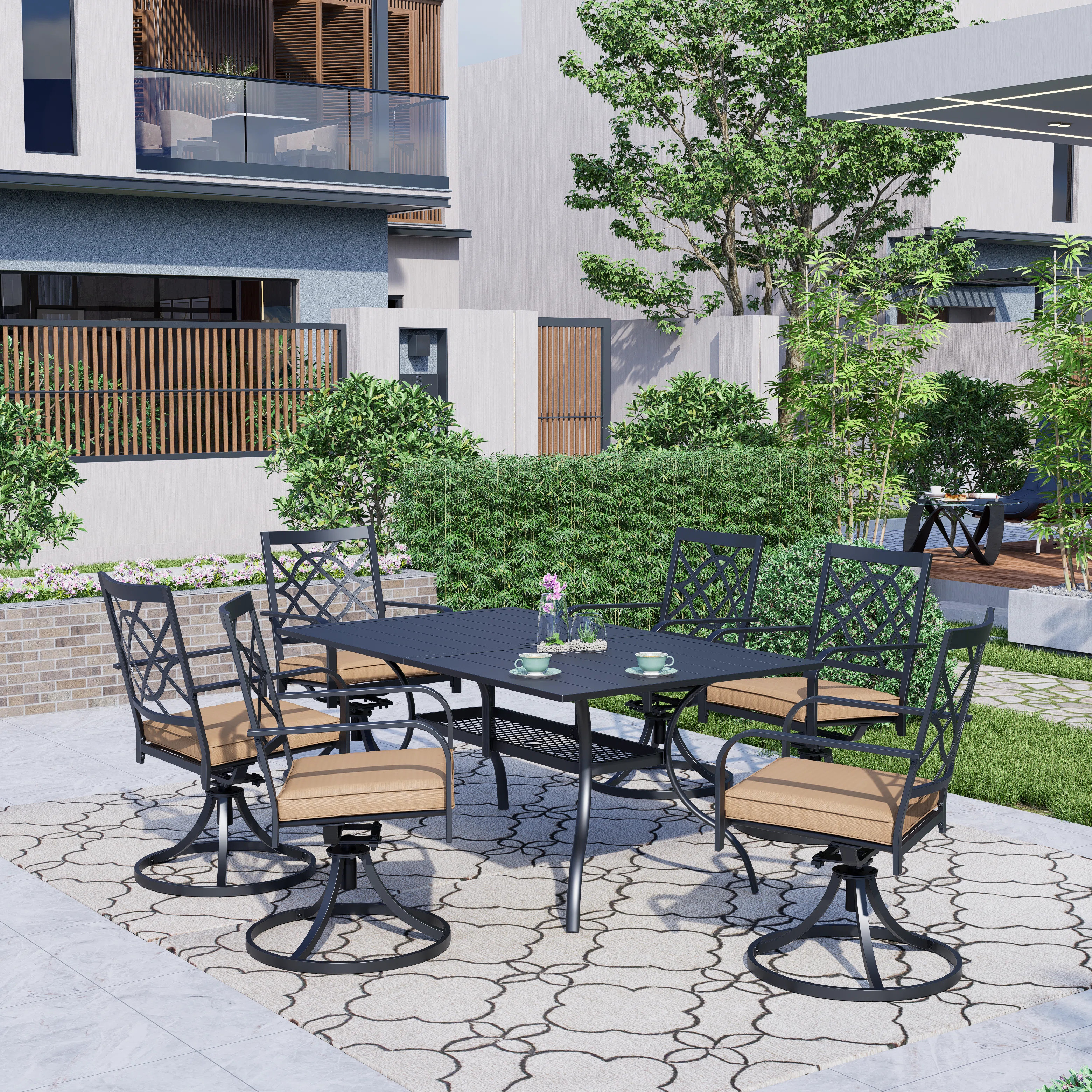 6 - Person Rectangular Outdoor Dining Set with Cushions | Wayfair North America
