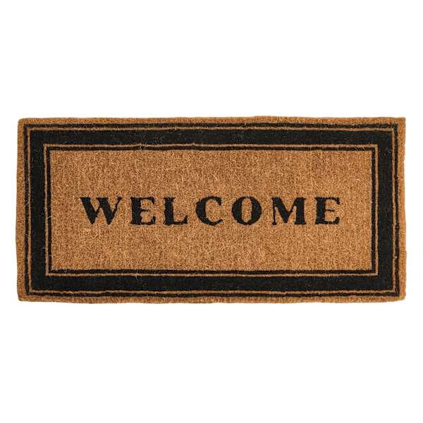 Thick Black Welcome Coir Mat, Natural | At Home