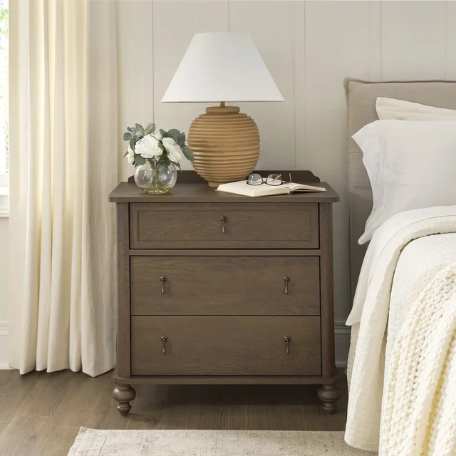 My Texas House Hartwell 3 Drawer Nightstand with USB, Heritage Oak | Walmart (US)
