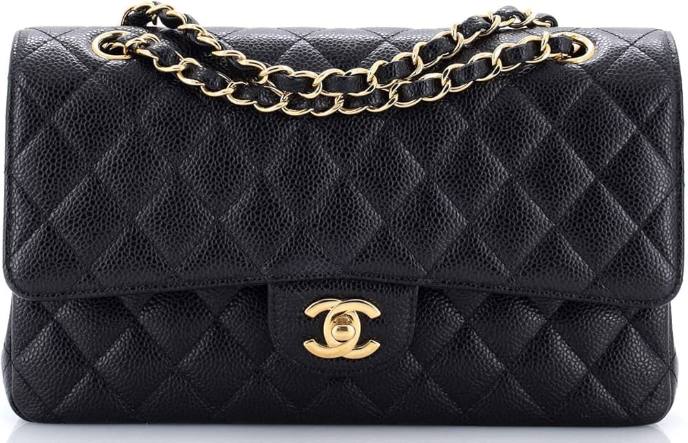 Amazon.com: Chanel, Pre-Loved Classic Double Flap Bag Quilted Caviar Medium, Black : Amazon Luxur... | Amazon (US)