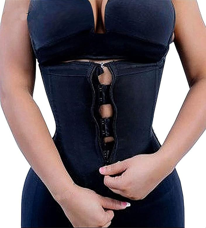 YIANNA Latex Waist Trainer Corsets Zipper Underbust Sport Girdle Hourglass Body Shaper for Women | Amazon (US)