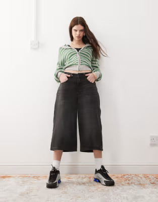 Noisy May denim culottes in washed black | ASOS (Global)