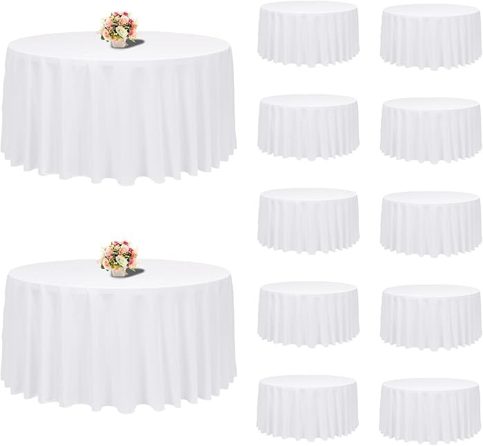 12 Pack White Round Tablecloth 120 Inch Tablecloths,Stain and Wrinkle Resistant Polyester Circle ... | Amazon (US)