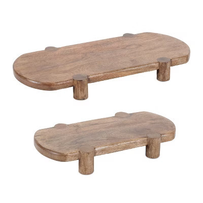HomeRoots Set of Two Natural Solid Wood Oval Risers | Target