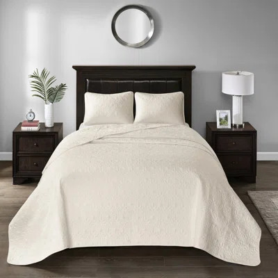 Cream Reversible Bedspread For Full Bed - Oversized A Sumptuous Look, Pre-Washed Cotton Comfort, Bedding Magnificent Display, Filled Treated | Wayfair North America