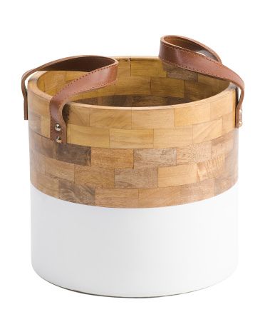 Dipped Wooden Planter Basket With Handles | TJ Maxx