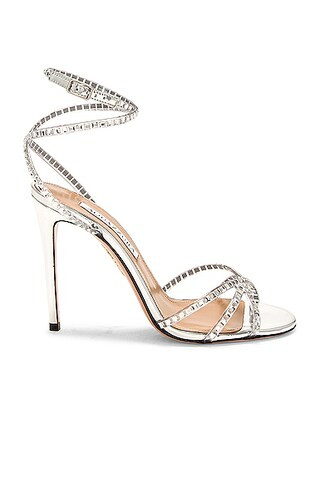 Aquazzura Dance Plexi 105 Sandal in Silver | FWRD | FWRD 