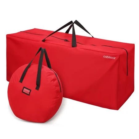 NICEXMAS Cabilock Oxford Cloth Christmas Storage Bag Heavy Duty Storage Container Holiday Tree Storage Bag with Wreath Storage Bag (Red) | Walmart (US)
