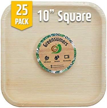 Greensumers Palm Leaf Plates 10 inch Square 25 PCS - Biodegradable & Compostable Plates - Reusabl... | Amazon (US)