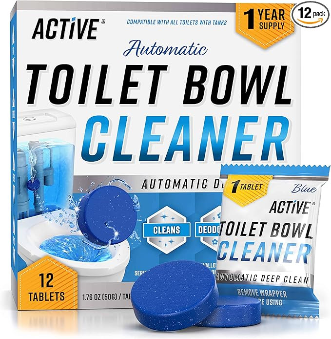 ACTIVE Automatic Toilet Bowl Cleaner Tablets Blue Gel Toilet Tank Cleaners, Septic-Safe Hard Wate... | Amazon (US)