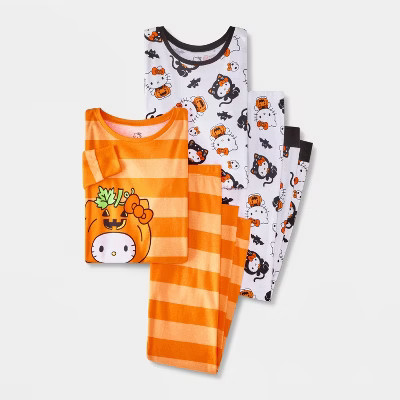 Girls' 4pc Hello Kitty Halloween Pajama Set - Orange 6 | Target