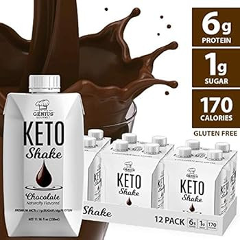 Genius Gourmet All Natural Keto Shakes Ready to Drink - Low Carb Keto Snacks to Go | Premium MCTs... | Amazon (US)