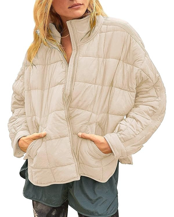 Huaqiao Womens Quilted Puffer Jackets Lightweight Zip up Short Winter Coat with Pockets | Amazon (US)