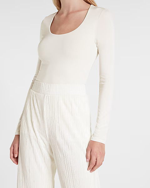 Body Contour Scoop Neck Double Layer Thong Bodysuit | Express