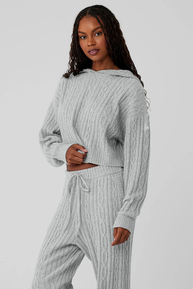 Cable Knit Winter Bliss Hoodie - Athletic Heather Grey | Alo Yoga (US)