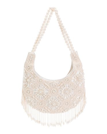 Beaded Shoulder Bag With Pearl Handle | TJ Maxx