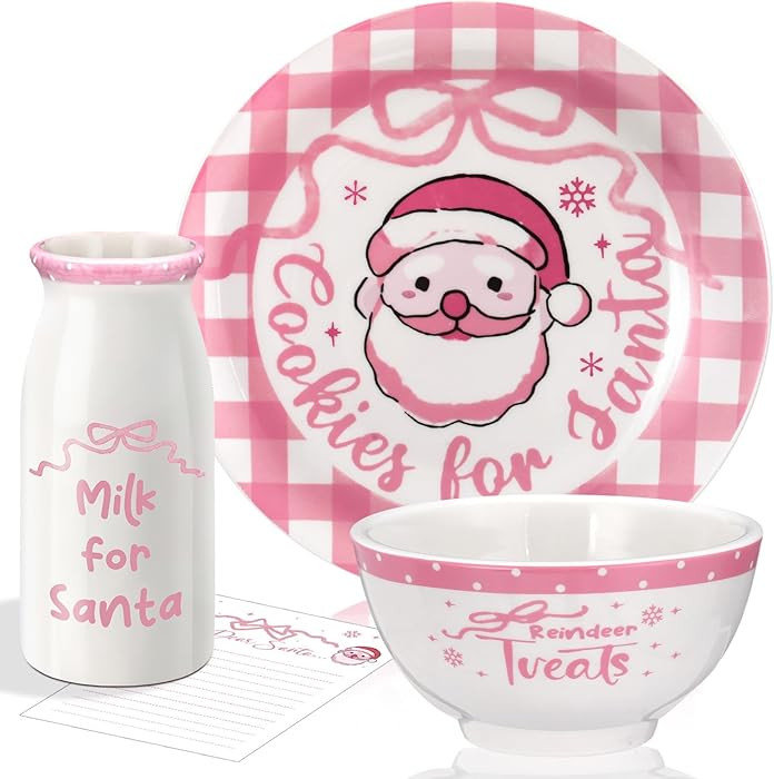 Nitial Christmas Cookies for Santa Plate Christmas Dinnerware Set Cookies for Santa Plate Set wit... | Amazon (US)