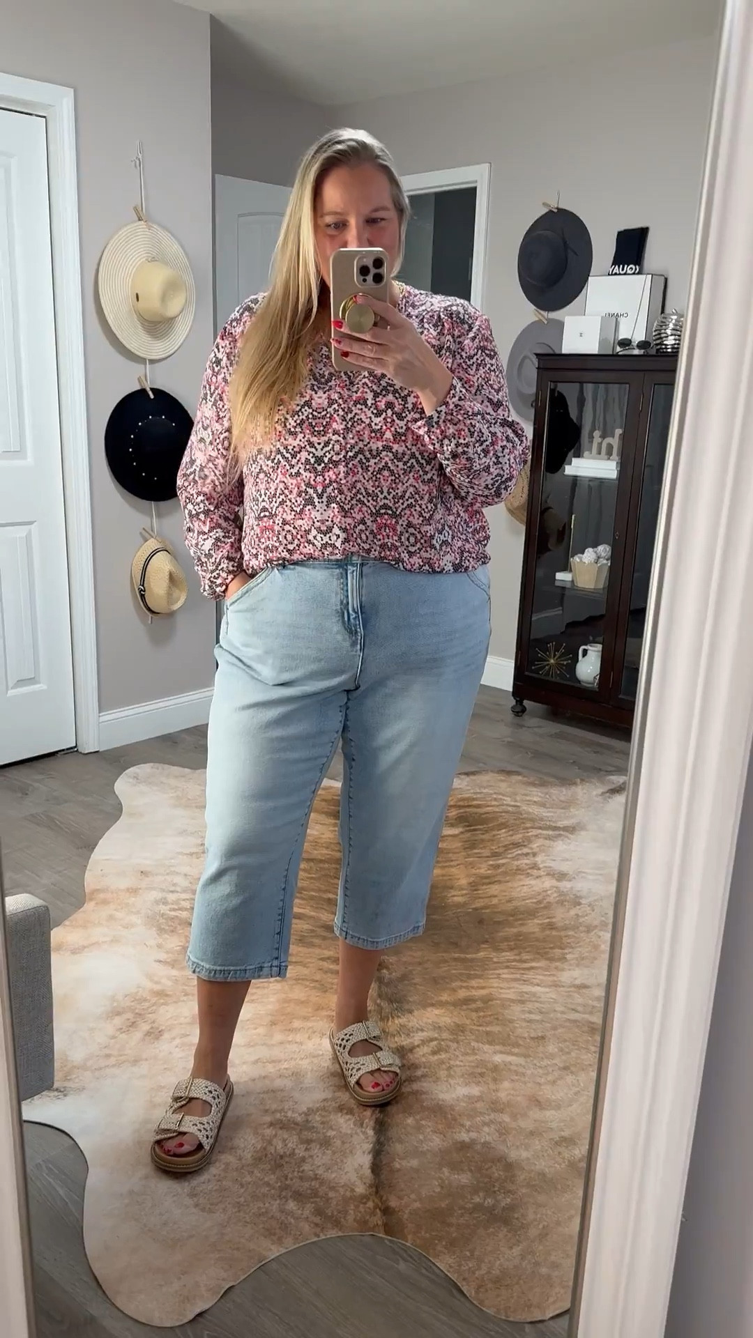 Plus size spring look with these light wash capris and cute blouse styles with the cutest crochet sandals! 

I’m 5’7” 245lbs normally an 18/20 with tall inseam wearing an 18 in the jeans and shoes fit TTS. The blouse is older so linking other options. 

Size 18
Size 20
Plus size capri pants
Plus size pants
Casual outfit 
Casual spring outfit 
Ootd 

#LTKSeasonal #LTKWatchNow #LTKPlusSize