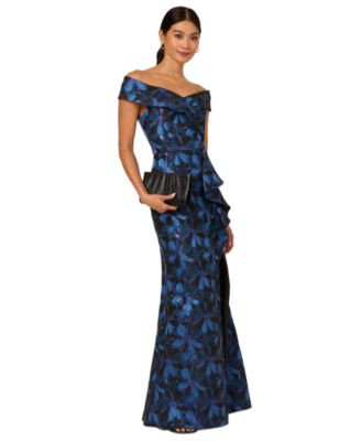 Women's Jacquard Off-The-Shoulder Gown | Macy's