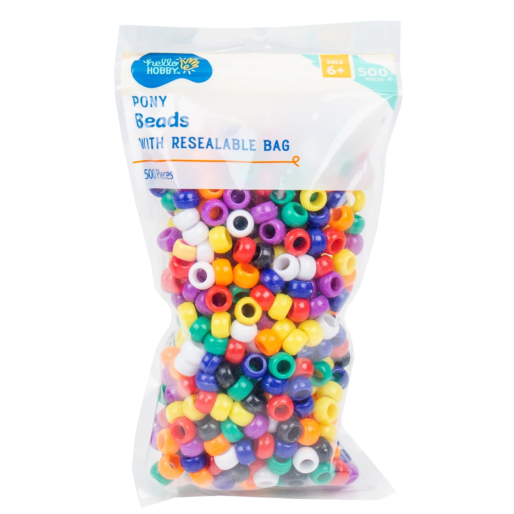 Hello Hobby Multicolor Pony Plastic Beads, 500-Pack, Boys and Girls, Child, Ages 6+ | Walmart (US)