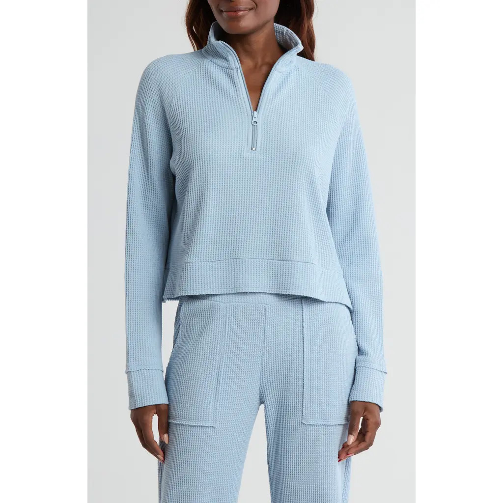 Z by Zella Reset Waffle Half Zip Pullover in Blue Fog at Nordstrom Rack, Size X-Small | Nordstrom Rack