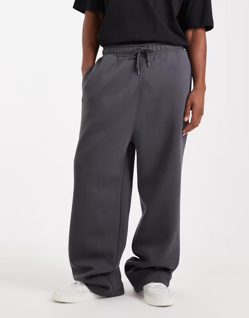 ASOS DESIGN essentials wide leg jogger in washed black-Grey | ASOS (Global)