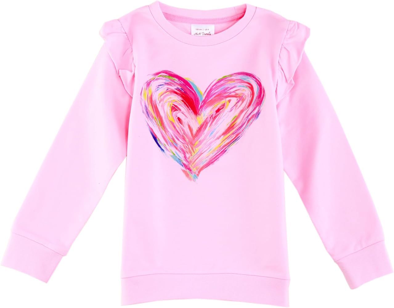 HH Family Girls Valentine Sweatshirt for Girls Unicorn Heart Love Kids Pullover Shirt Clothing | Amazon (US)