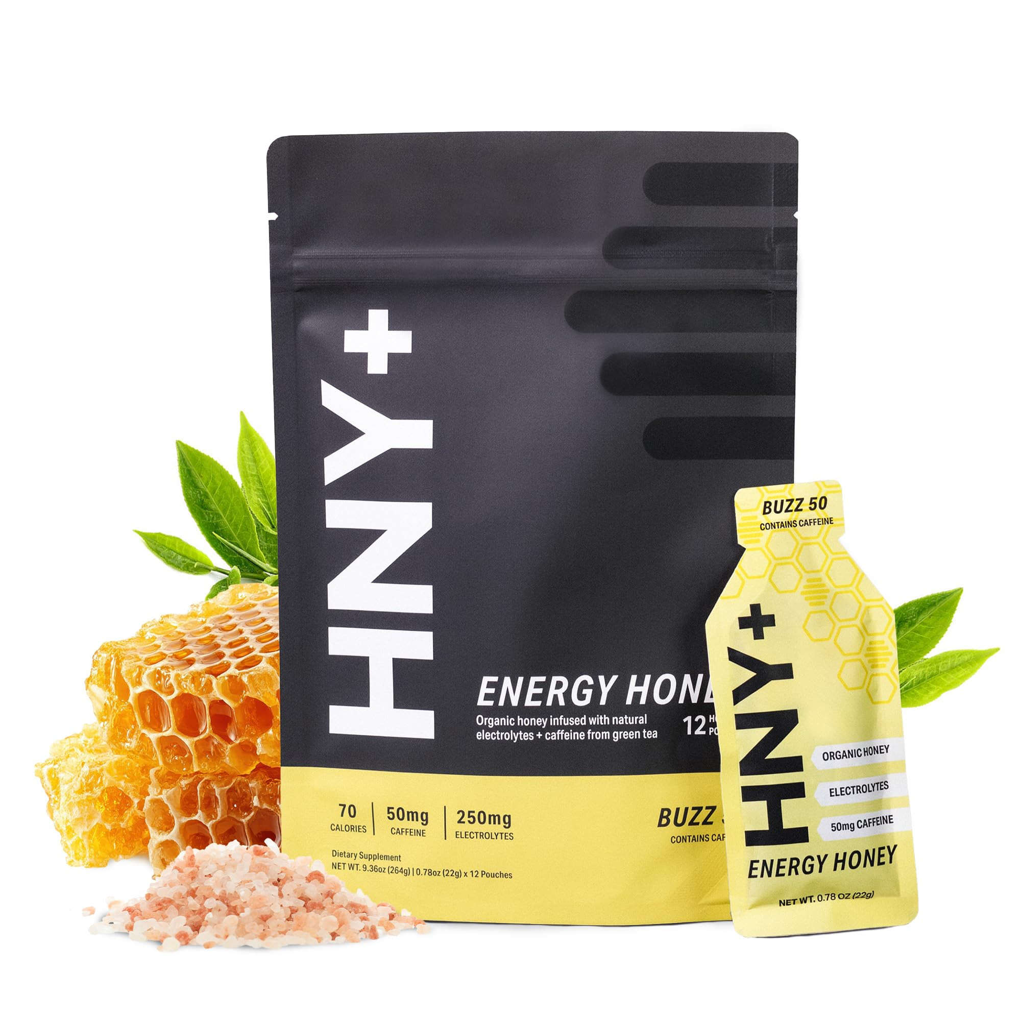 HNY+ Buzz Organic Honey Energy Gels, Raw Organic Honey Based Energy Gels with Electrolytes & Natu... | Amazon (US)