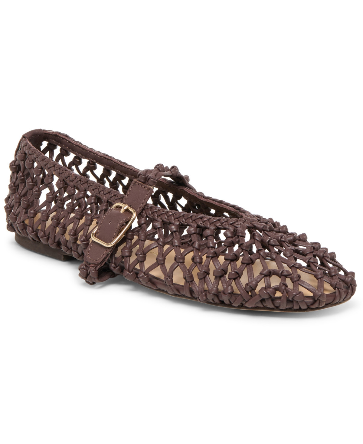 Dolce Vita Women's Clair Woven Mary Jane Flats - Dark Brown Woven Leather | Macy's