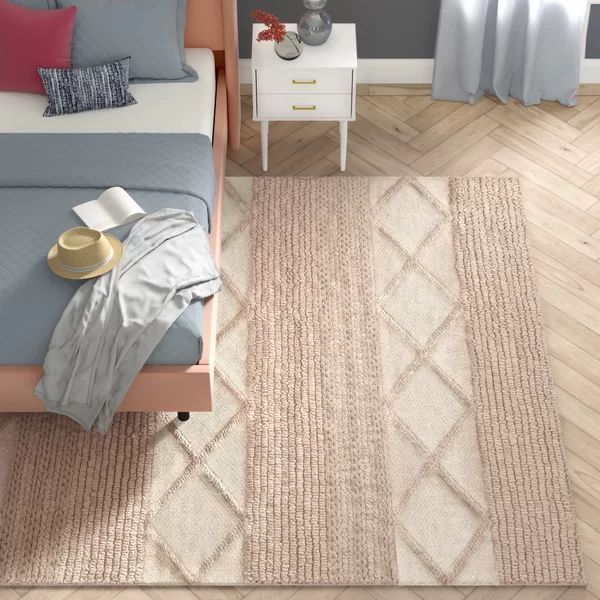 Boughton Geometric Handmade Tufted Wool/Cotton Beige Area Rug | Wayfair North America