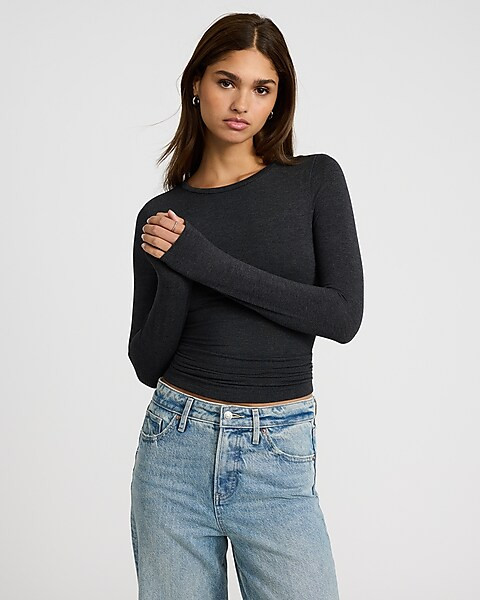 Supersoft Fitted Double Layer Crew Neck Long Sleeve Tee | Express