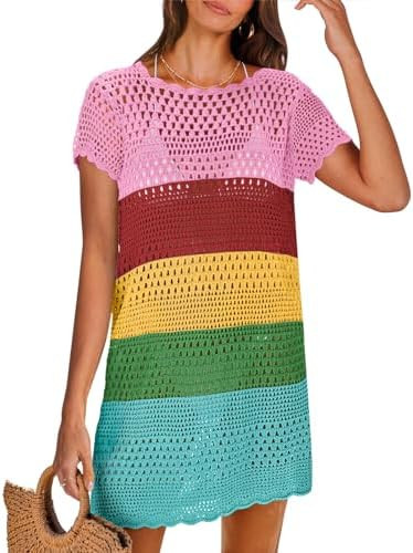 ANRABESS Women's Swimsuit Cover Ups, Mesh Knit Crochet Hollow Out, Bathing Suit for Summer Vacati... | Amazon (US)