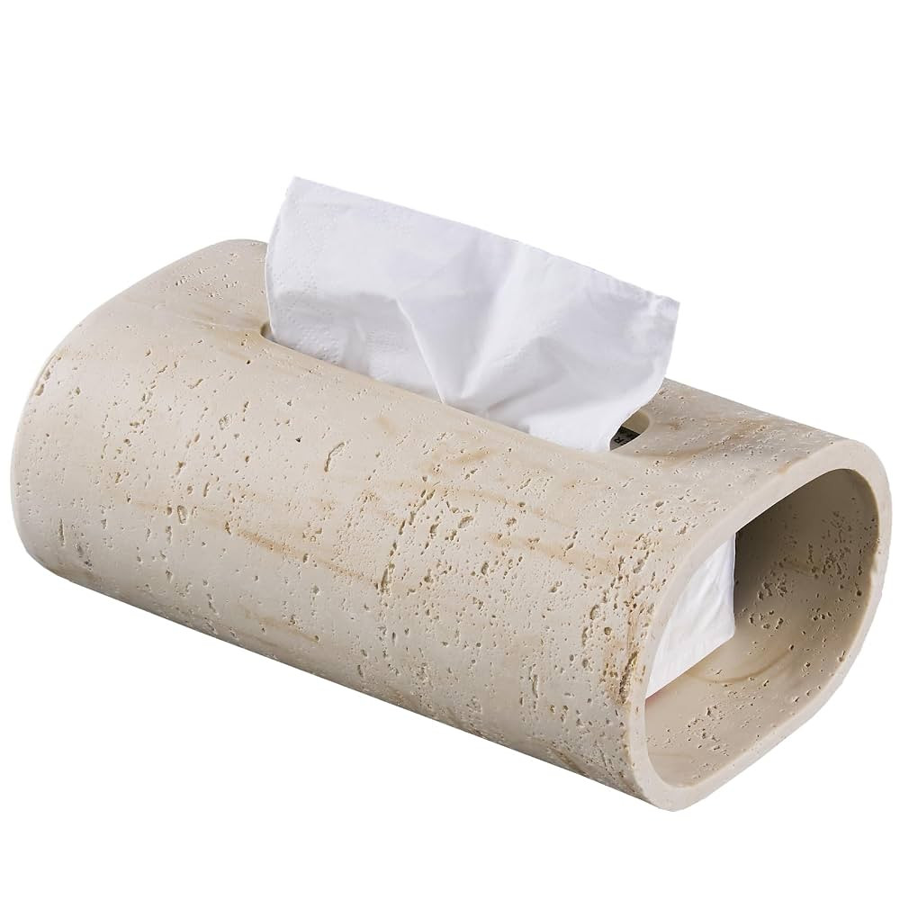 Natural Travertine Textures Tissue Box Holder Rectangle, Resin Facial Tissue Holder Cover, Decora... | Amazon (US)