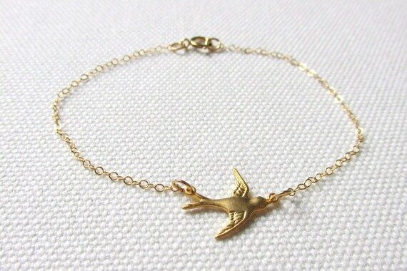 Dainty Gold Bird Bracelet Tiny Dove Delicate Modern Stacking Bracelet Layering Minimalist Little ... | Etsy (US)