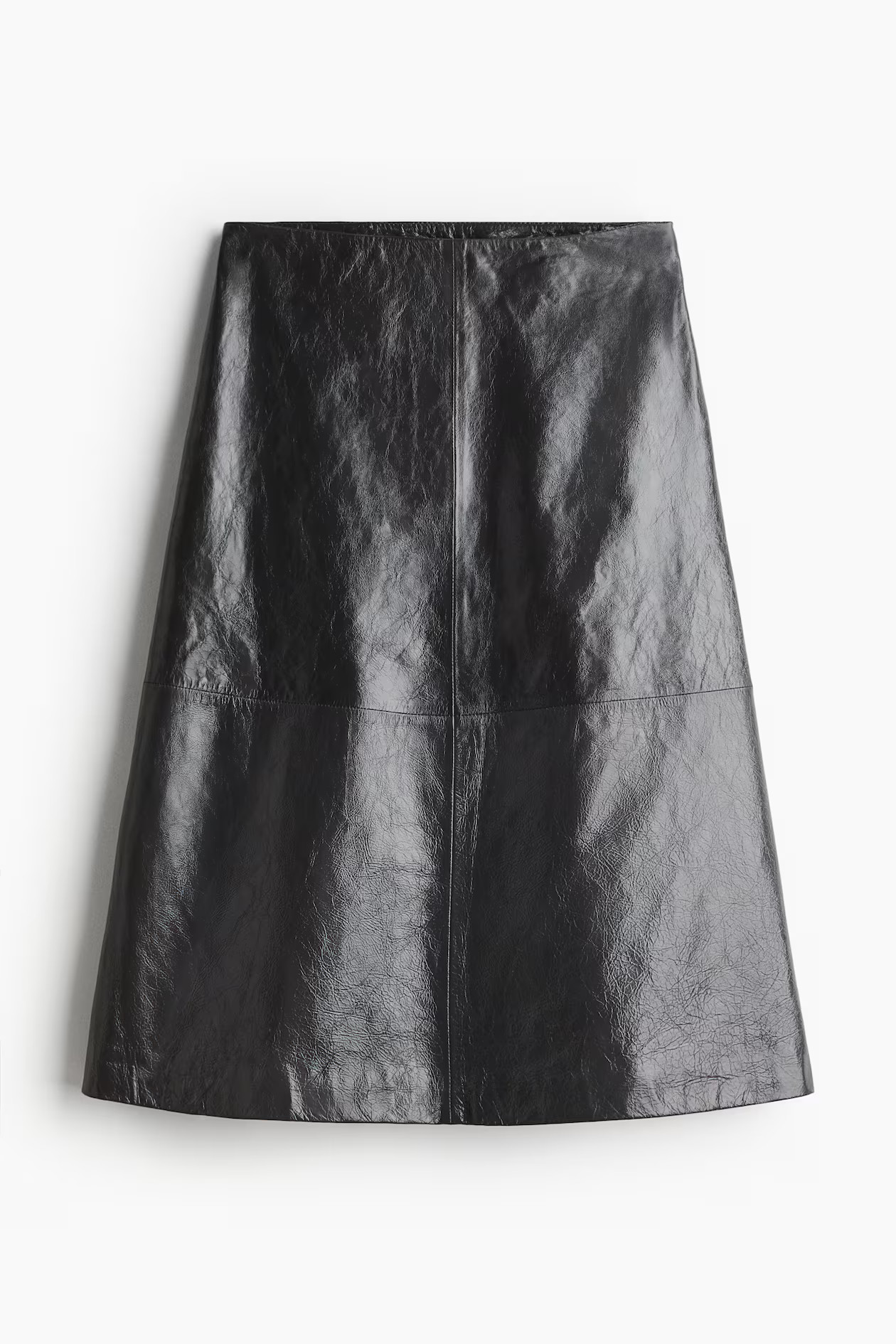 Falda evasé de piel - Cintura estándar - Midi - Gris oscuro - MUJER | H&M ES | H&M (FR, IT, ES, PT, BE)