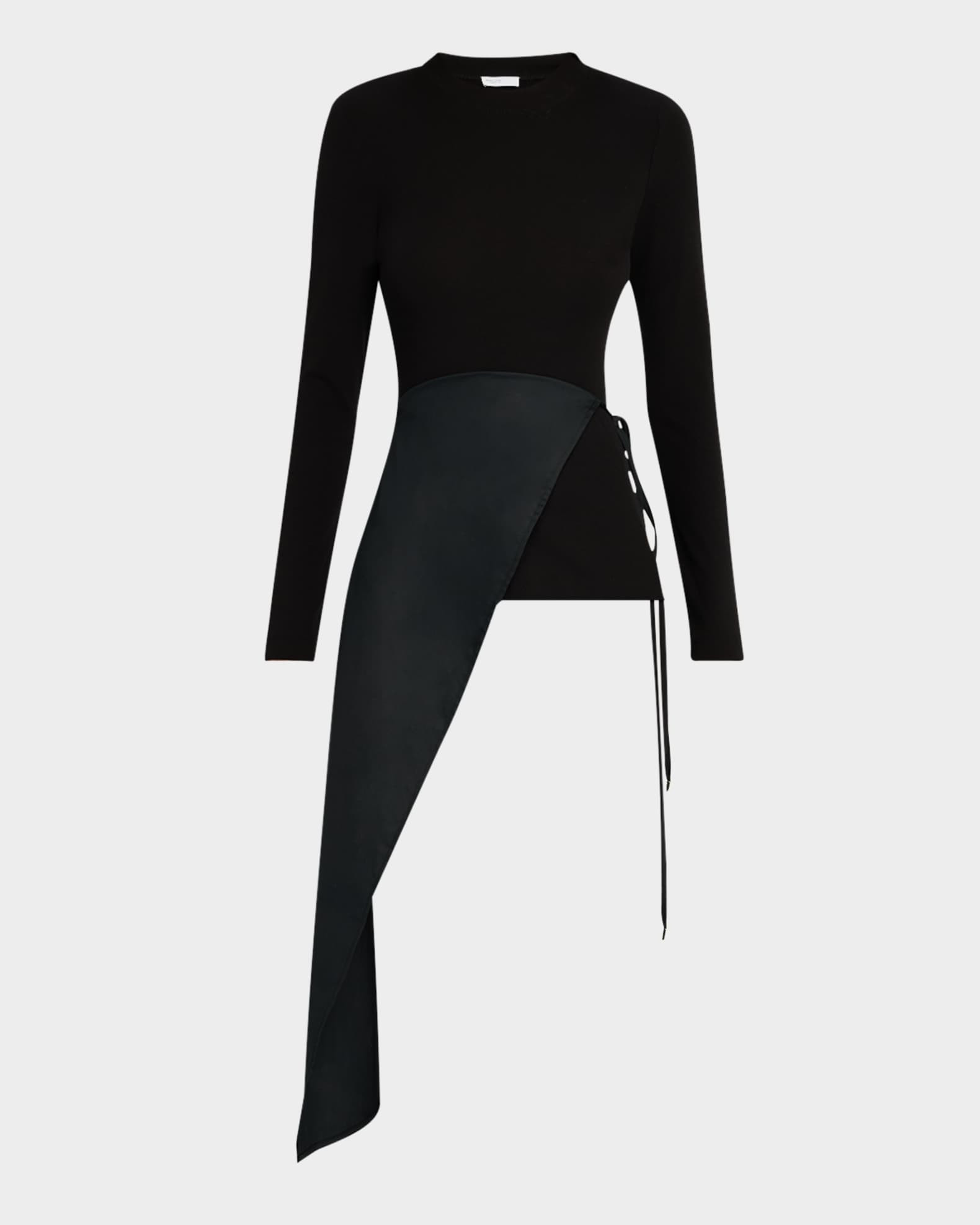 Rosetta Getty Long-Sleeve Split Apron Combo T-Shirt | Neiman Marcus