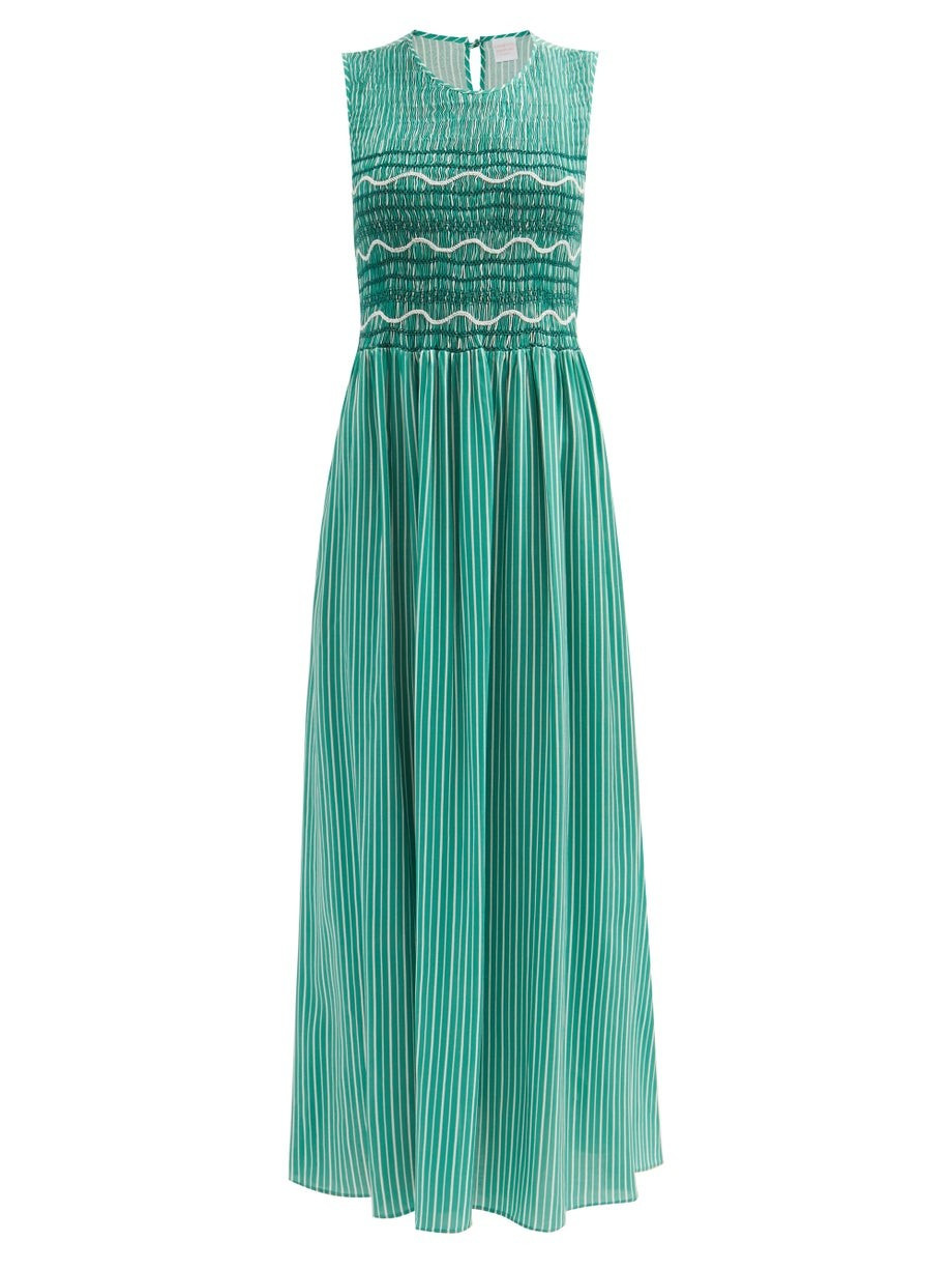 Gioia hand-smocked striped poplin dress | Loretta Caponi | Matches (US)