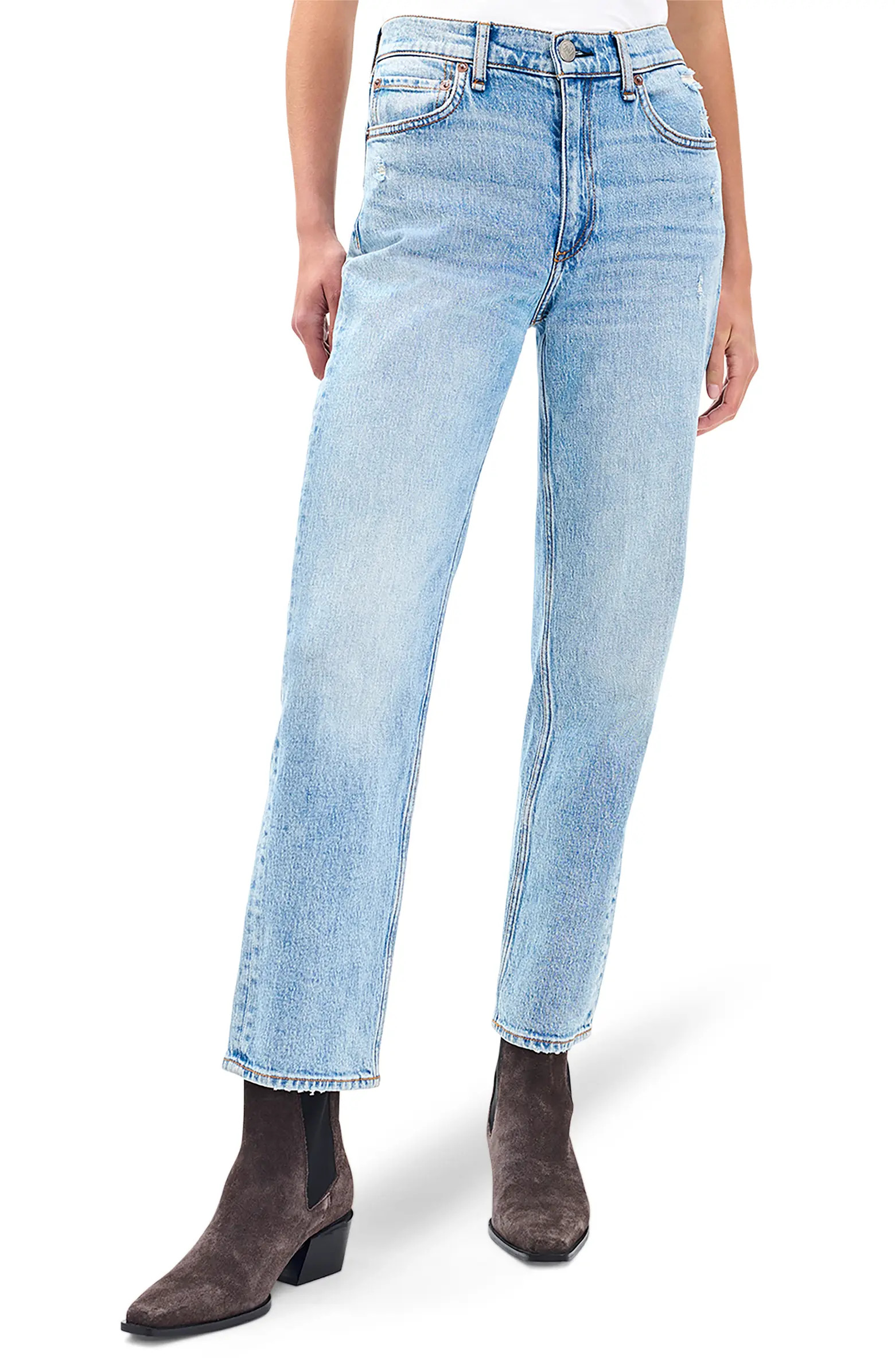 Harlow Mid Rise Ankle Relaxed Straight Leg Jeans | Nordstrom