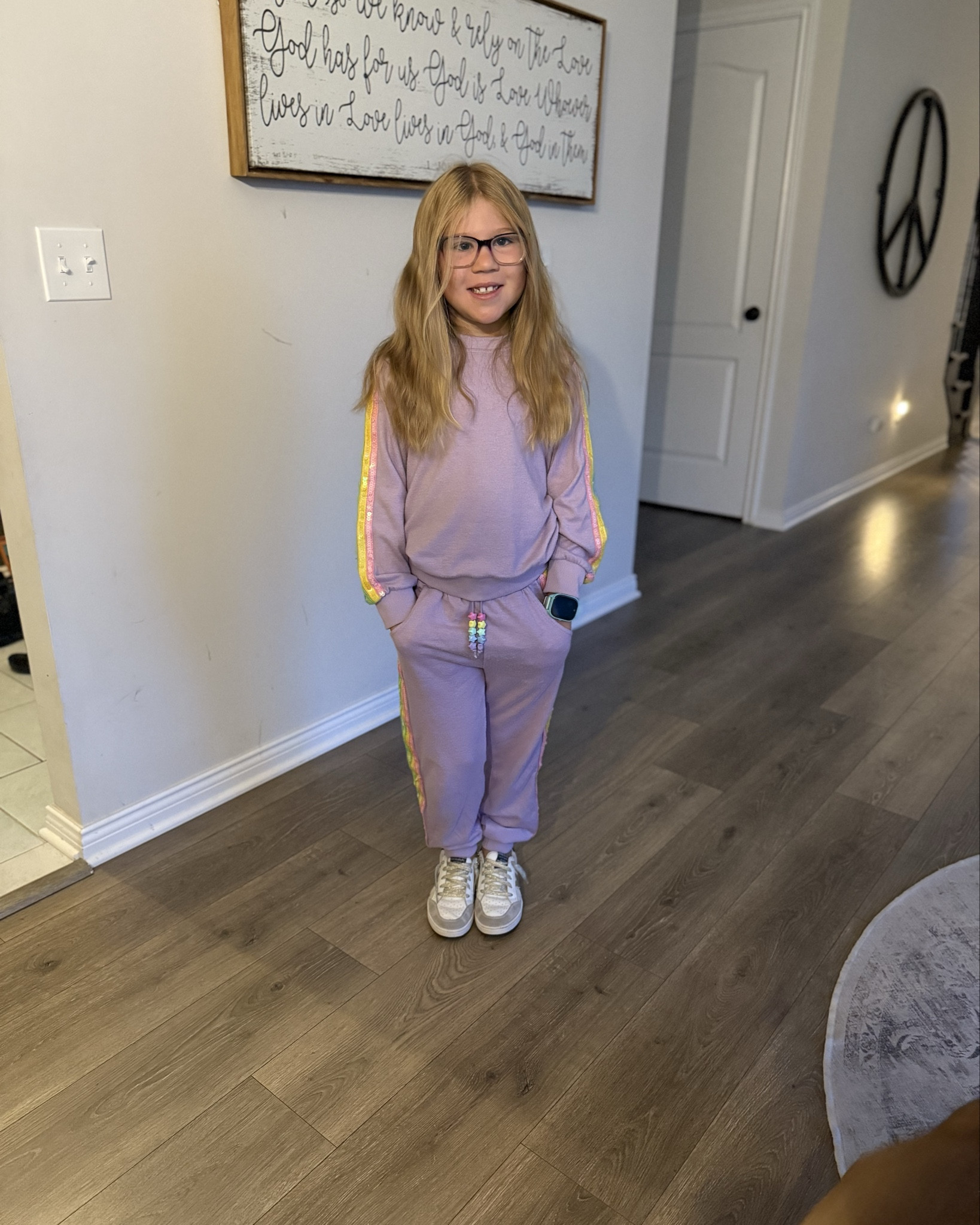 It is finally feeling more like fall in MI and Luci is wearing her favorite outfit today. She is usually a size 7 and I ordered her an 8 in this, it fits perfectly loose after being washed and dried and the sequin stripes are the cutest!

#LTKFamily #LTKSaleAlert #LTKKids
