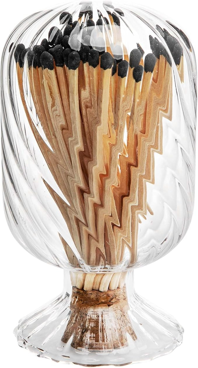 Brainy Helix Shaped Match Holder Glass Matches Cloche Upside Down Match Holder Jar for Scented Ca... | Amazon (US)