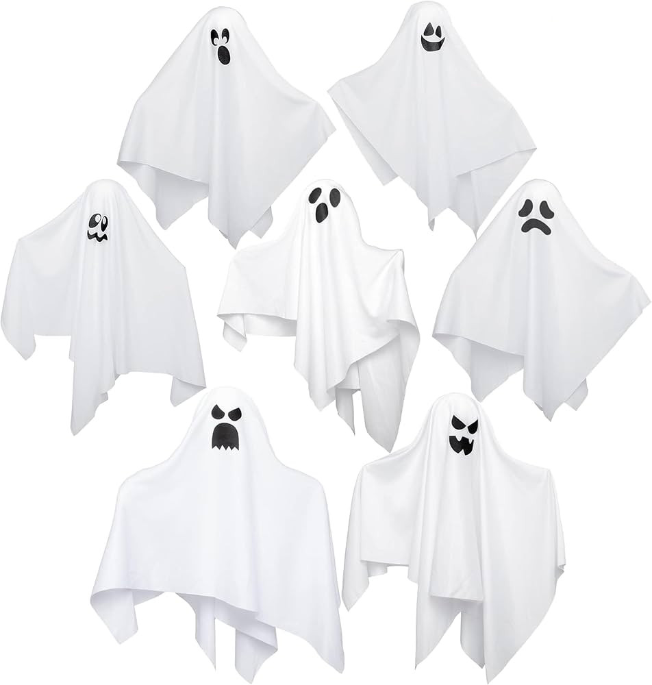 JOYIN 7 Pcs Halloween Hanging Ghost Decorations Outdoor, 19.6” Flying White Ghost Decor for Hal... | Amazon (US)