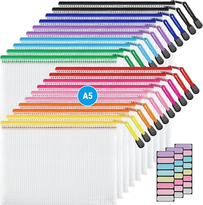 JARLINK A5 Mesh Zipper Pouches, 6x9inch Pencil Pouches for School, 20 Pack | 10 Colors Mesh Zippe... | Amazon (US)