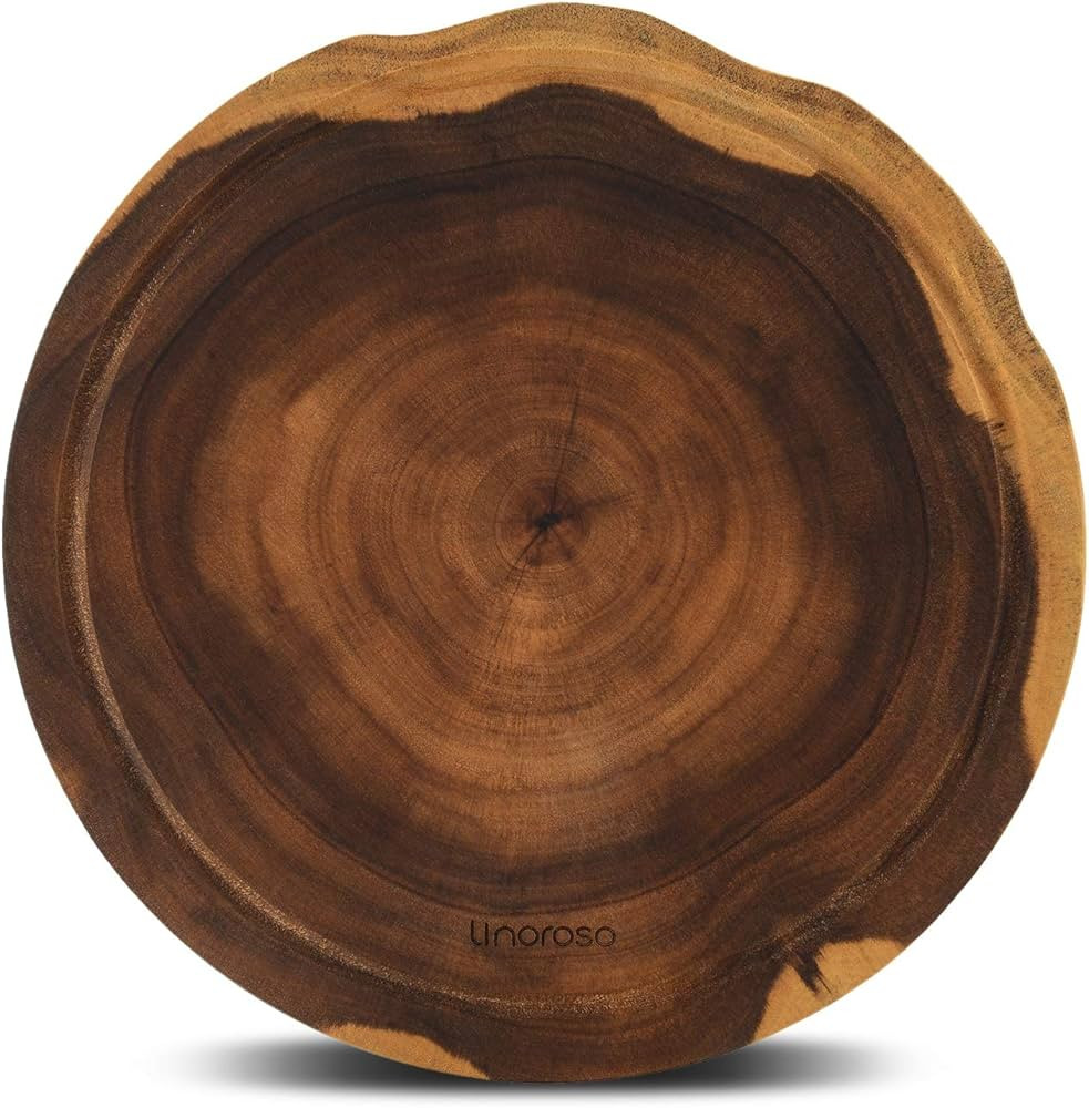 linoroso Round Cutting Board, Exquisite Non-Splicing Acacia Wood Cheese Board, Reversible Round (... | Amazon (US)